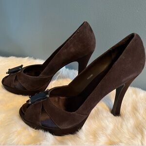 Pelle Moda Dark Brown Suede Heels